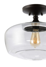 Marfa 14" Glass/Iron Farmhouse Modern LED Flush Mount