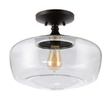 Marfa 14" Glass/Iron Farmhouse Modern LED Flush Mount