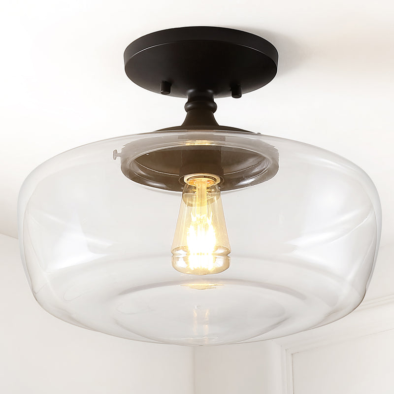 Marfa 14" Glass/Iron Farmhouse Modern LED Flush Mount