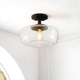 Marfa 14" Glass/Iron Farmhouse Modern LED Flush Mount