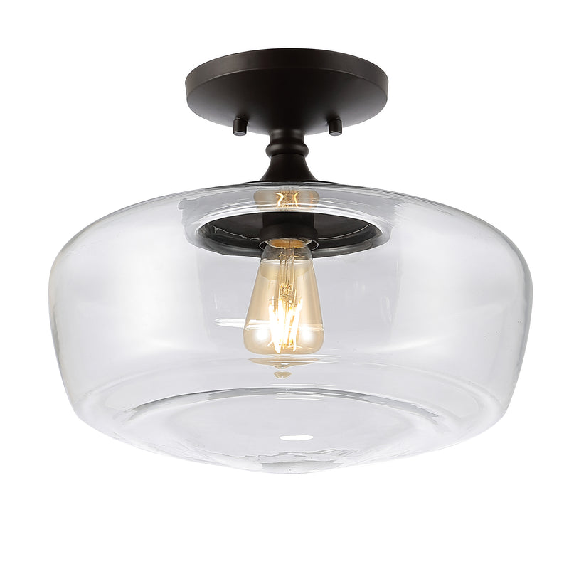 Marfa 14" Glass/Iron Farmhouse Modern LED Flush Mount