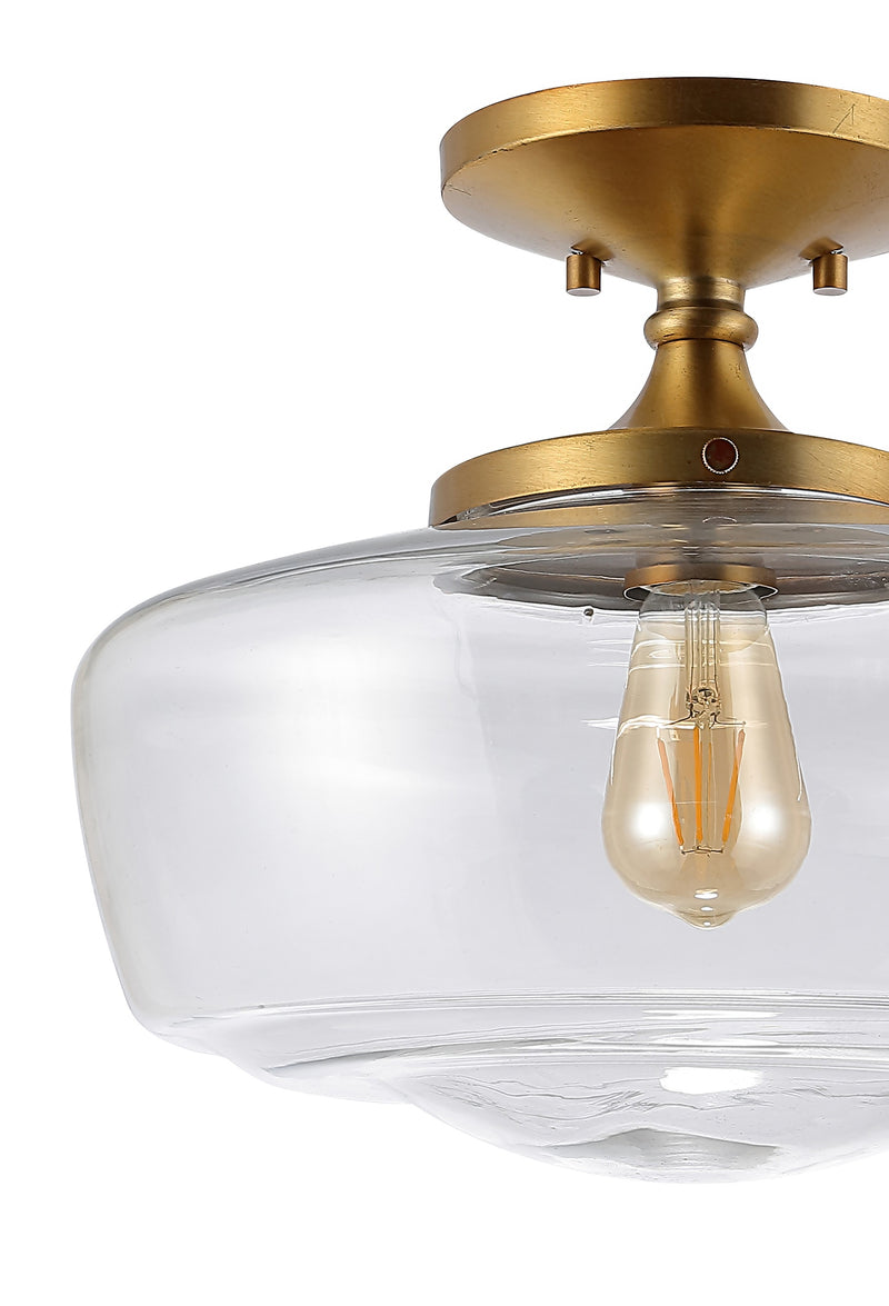 Marfa 14" Glass/Iron Farmhouse Modern LED Flush Mount