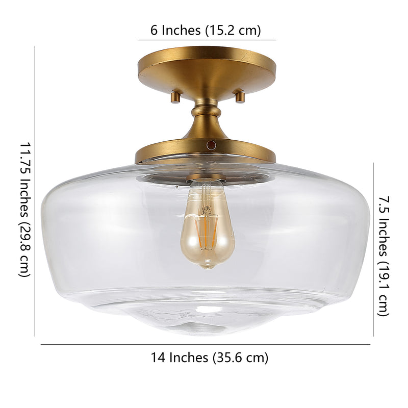 Marfa 14" Glass/Iron Farmhouse Modern LED Flush Mount