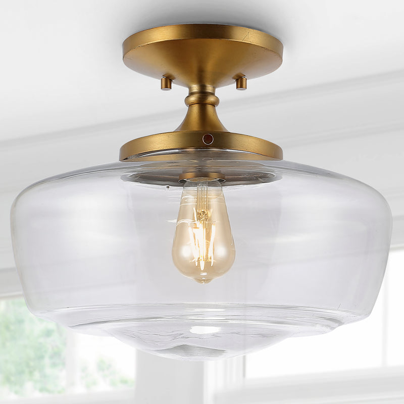 Marfa 14" Glass/Iron Farmhouse Modern LED Flush Mount