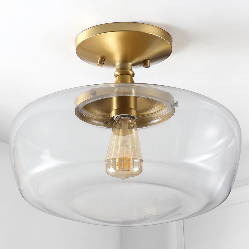 Marfa 14" Glass/Iron Farmhouse Modern LED Flush Mount