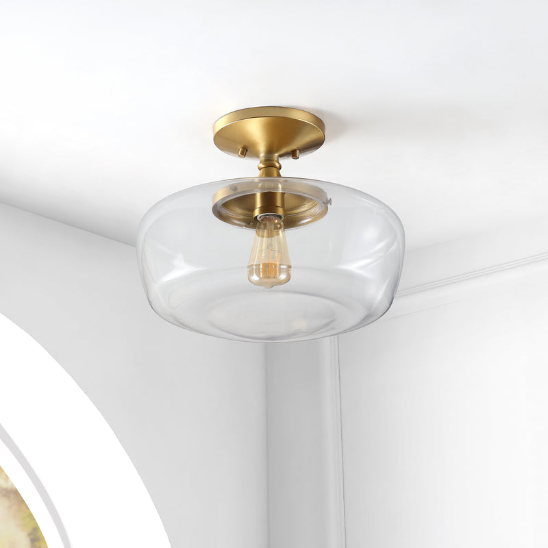 Marfa 14" Glass/Iron Farmhouse Modern LED Flush Mount