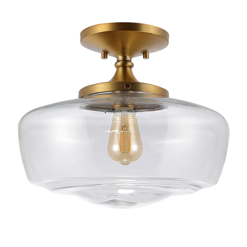 Marfa 14" Glass/Iron Farmhouse Modern LED Flush Mount