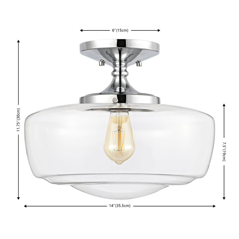 Marfa 14" Glass/Iron Farmhouse Modern LED Flush Mount