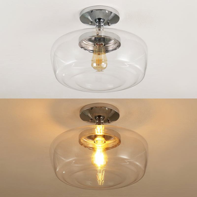 Marfa 14" Glass/Iron Farmhouse Modern LED Flush Mount