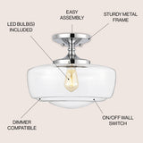 Marfa 14" Glass/Iron Farmhouse Modern LED Flush Mount