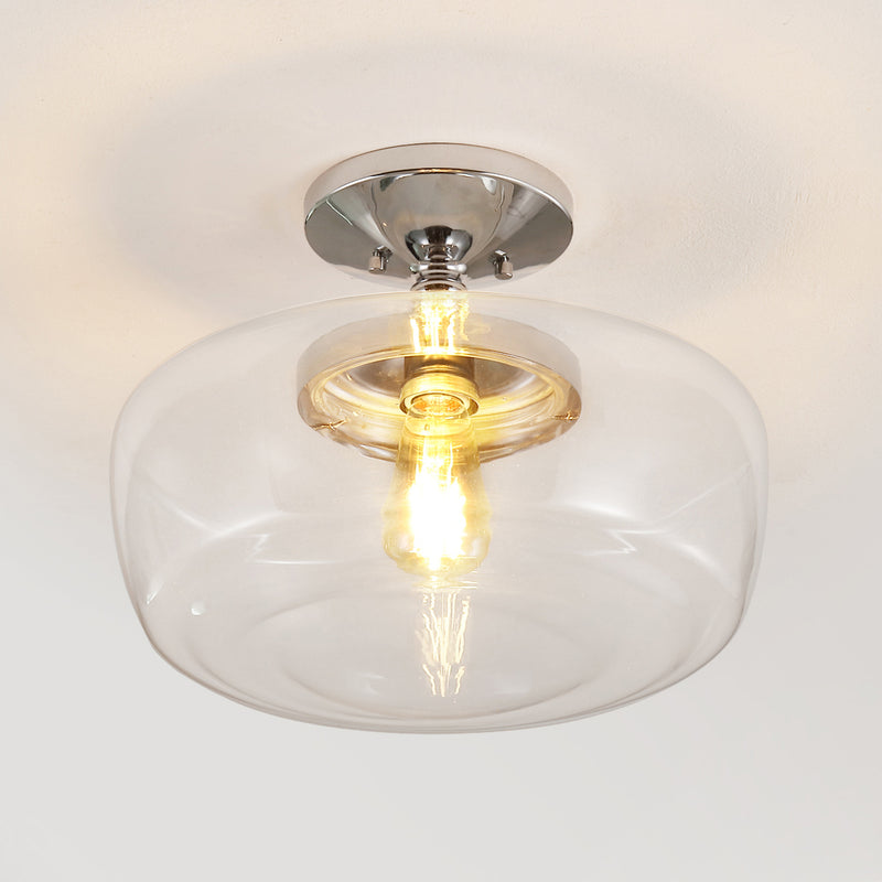 Marfa 14" Glass/Iron Farmhouse Modern LED Flush Mount