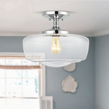 Marfa 14" Glass/Iron Farmhouse Modern LED Flush Mount