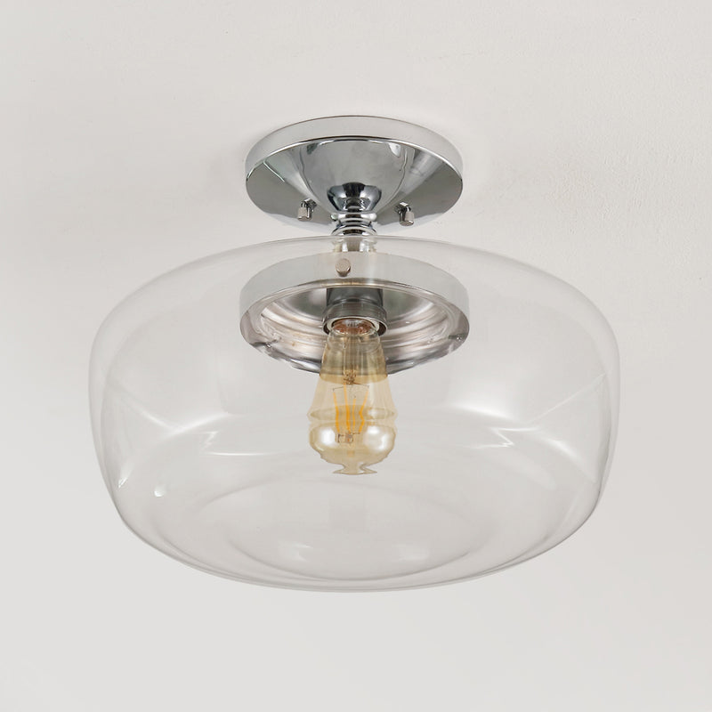 Marfa 14" Glass/Iron Farmhouse Modern LED Flush Mount