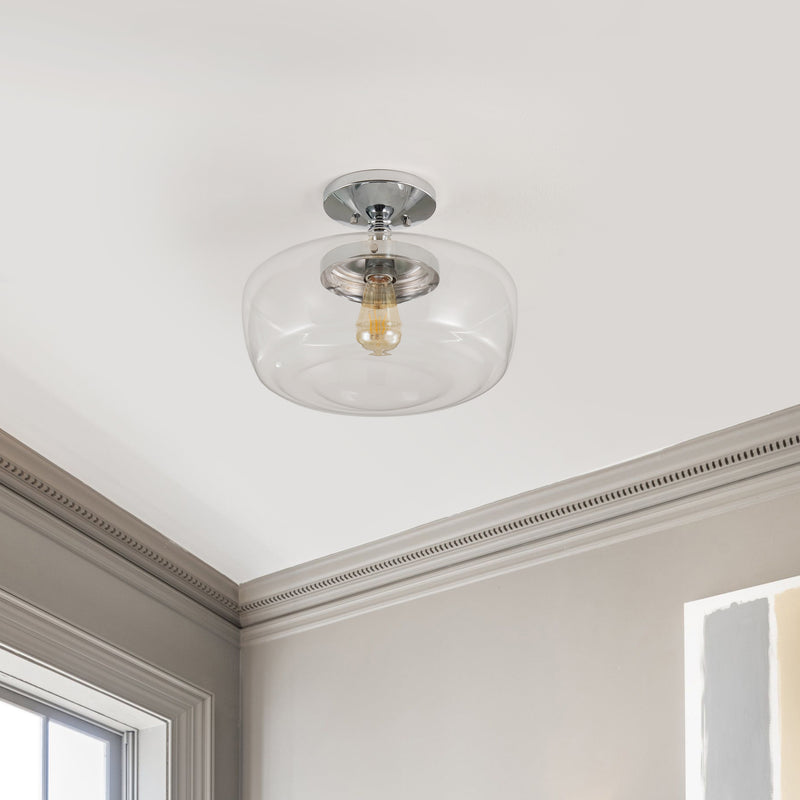 Marfa 14" Glass/Iron Farmhouse Modern LED Flush Mount
