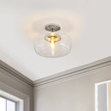 Marfa 14" Glass/Iron Farmhouse Modern LED Flush Mount