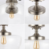 Marfa 14" Glass/Iron Farmhouse Modern LED Flush Mount