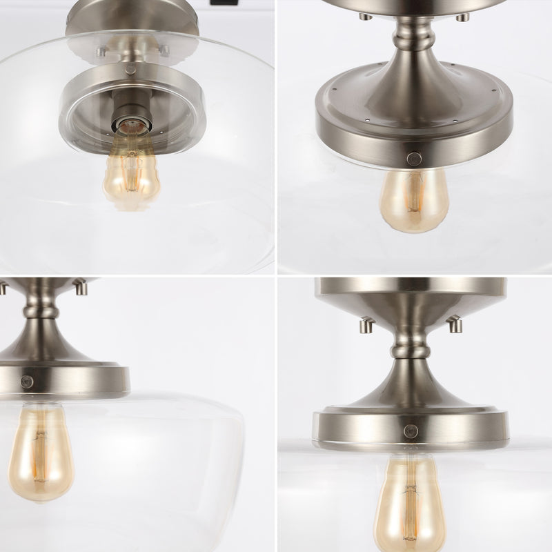 Marfa 14" Glass/Iron Farmhouse Modern LED Flush Mount