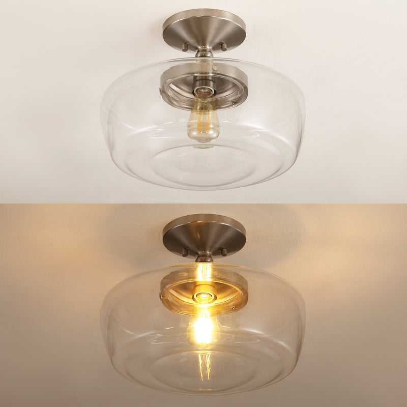 Marfa 14" Glass/Iron Farmhouse Modern LED Flush Mount