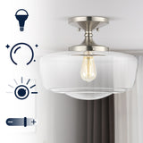 Marfa 14" Glass/Iron Farmhouse Modern LED Flush Mount