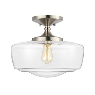 Marfa 14" Glass/Iron Farmhouse Modern LED Flush Mount