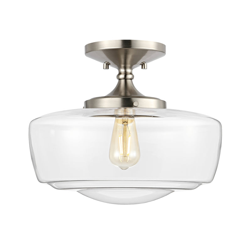 Marfa 14" Glass/Iron Farmhouse Modern LED Flush Mount