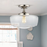 Marfa 14" Glass/Iron Farmhouse Modern LED Flush Mount