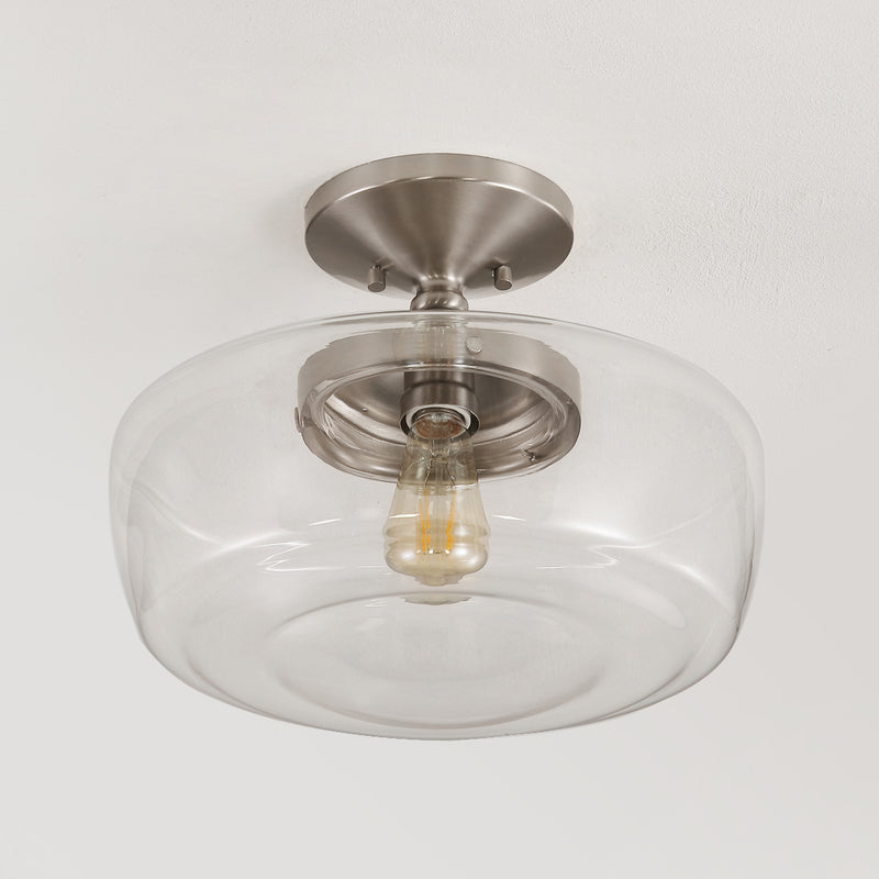 Marfa 14" Glass/Iron Farmhouse Modern LED Flush Mount