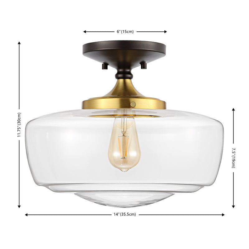 Marfa 14" Glass/Iron Farmhouse Modern LED Flush Mount