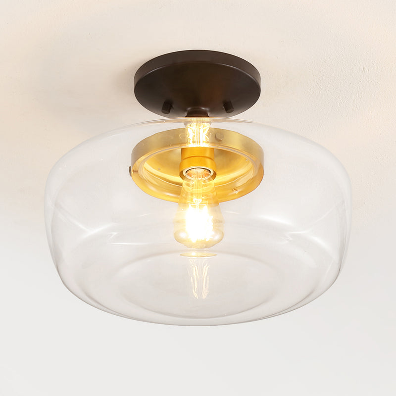 Marfa 14" Glass/Iron Farmhouse Modern LED Flush Mount