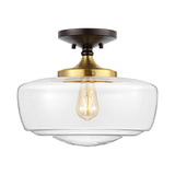 Marfa 14" Glass/Iron Farmhouse Modern LED Flush Mount