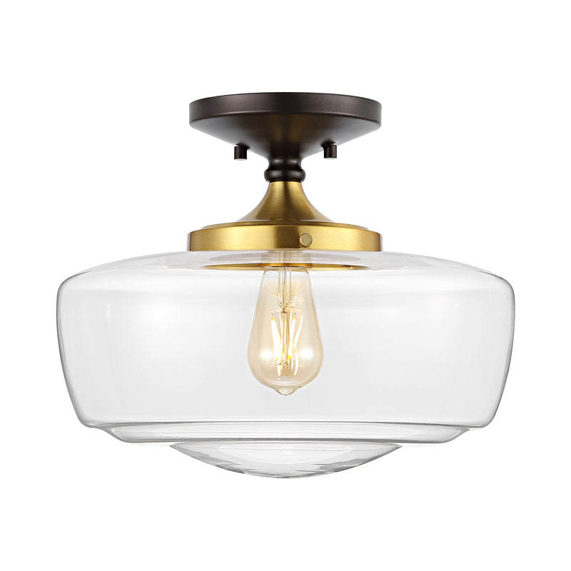Marfa 14" Glass/Iron Farmhouse Modern LED Flush Mount