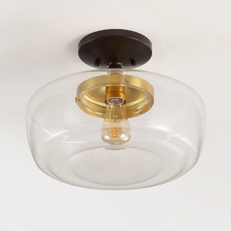 Marfa 14" Glass/Iron Farmhouse Modern LED Flush Mount