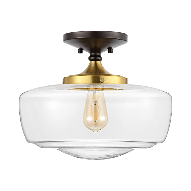 Marfa 14" Glass/Iron Farmhouse Modern LED Flush Mount