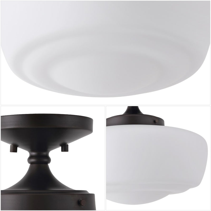 Marfa 14" Glass/Iron Farmhouse Modern LED Flush Mount