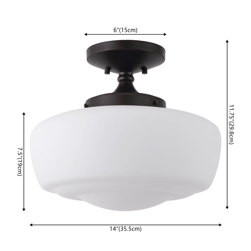 Marfa 14" Glass/Iron Farmhouse Modern LED Flush Mount