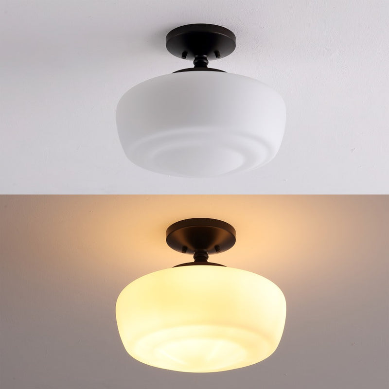 Marfa 14" Glass/Iron Farmhouse Modern LED Flush Mount