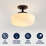 Marfa 14" Glass/Iron Farmhouse Modern LED Flush Mount