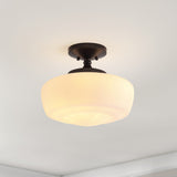 Marfa 14" Glass/Iron Farmhouse Modern LED Flush Mount