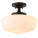 Marfa 14" Glass/Iron Farmhouse Modern LED Flush Mount