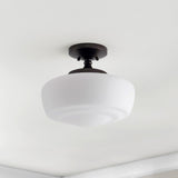 Marfa 14" Glass/Iron Farmhouse Modern LED Flush Mount