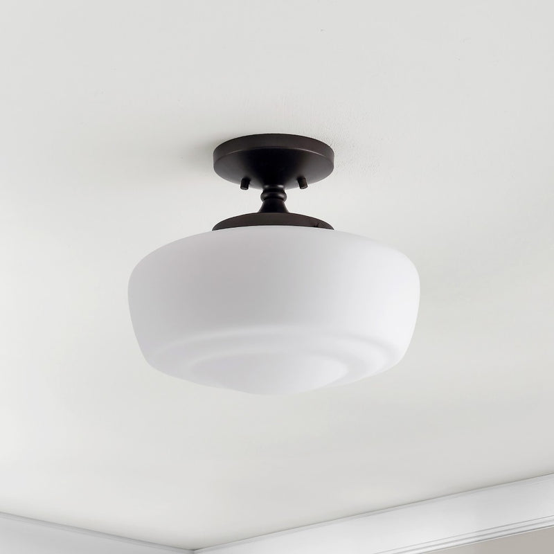Marfa 14" Glass/Iron Farmhouse Modern LED Flush Mount
