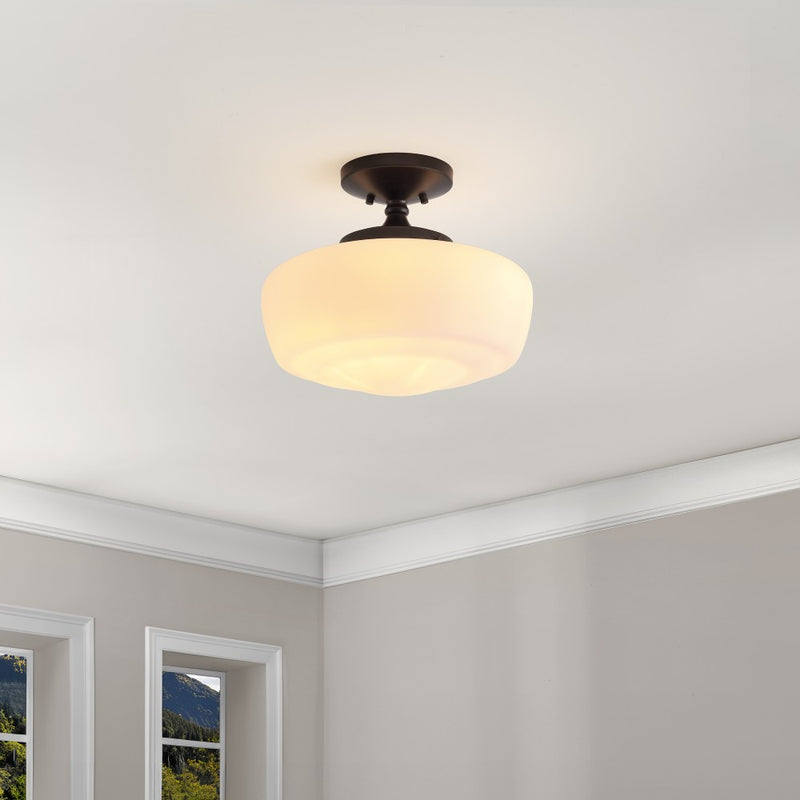 Marfa 14" Glass/Iron Farmhouse Modern LED Flush Mount