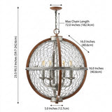 Gaines 16" Adjustable Iron Rustic Industrial LED Pendant Brown/Silver / 4 Sockets – DIM