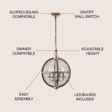 Gaines 16" Adjustable Iron Rustic Industrial LED Pendant - JONATHAN Y