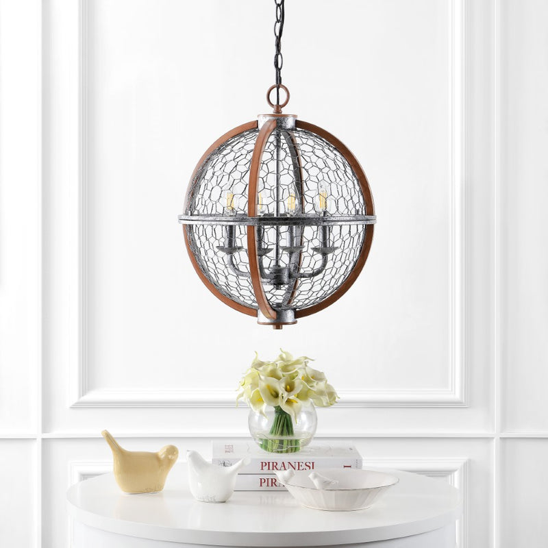 Gaines 16" Adjustable Iron Rustic Industrial LED Pendant - JONATHAN Y