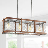Gaines 34.5" Linear Adjustable Iron Rustic Industrial LED Pendant - JONATHAN Y