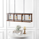 Gaines 34.5" Linear Adjustable Iron Rustic Industrial LED Pendant - JONATHAN Y
