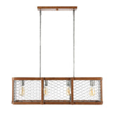 Gaines 34.5" Linear Adjustable Iron Rustic Industrial LED Pendant - JONATHAN Y