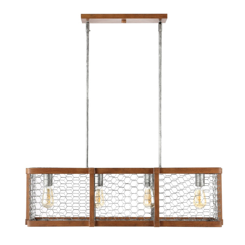 Gaines 34.5" Linear Adjustable Iron Rustic Industrial LED Pendant - JONATHAN Y