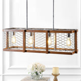 Gaines 34.5" Linear Adjustable Iron Rustic Industrial LED Pendant - JONATHAN Y